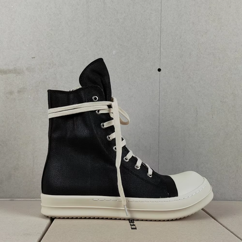 R-o bottine hommes haut chaussure toile noire femmes Sneaker chaussures décontractées