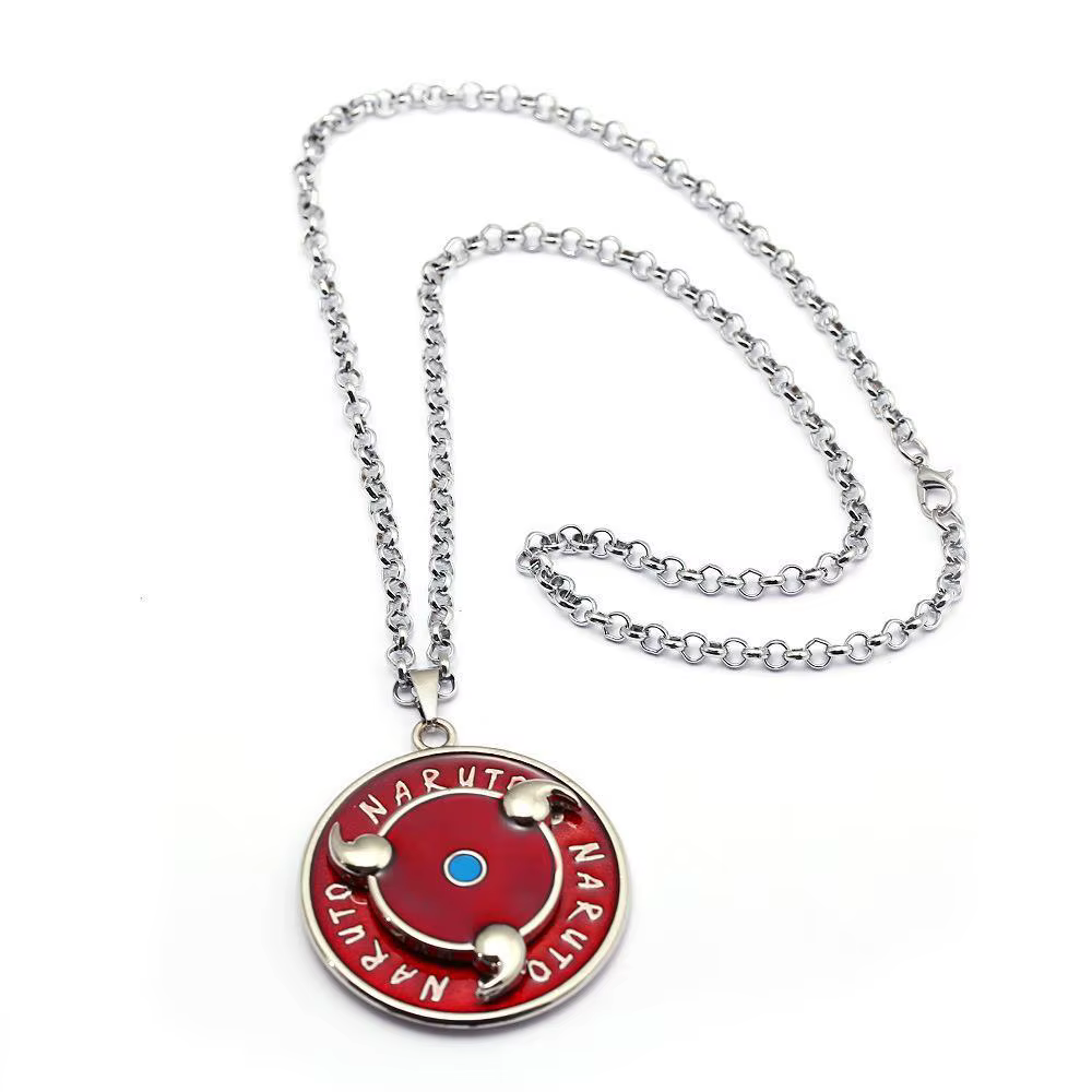 Collier et porte-clés Naruto Uchiha Sasuke Itachi Mangekyo Sharingan en alliage rotatif, pendentif créatif et tendance, cadeau de fêtes