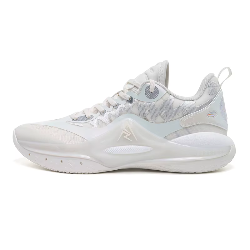 Chaussures de basket-ball RIGORER Austin Reaves AR2 'Ghost' – Baskets antidérapantes à rebond élevé avec électro-bordures blanches et argentées