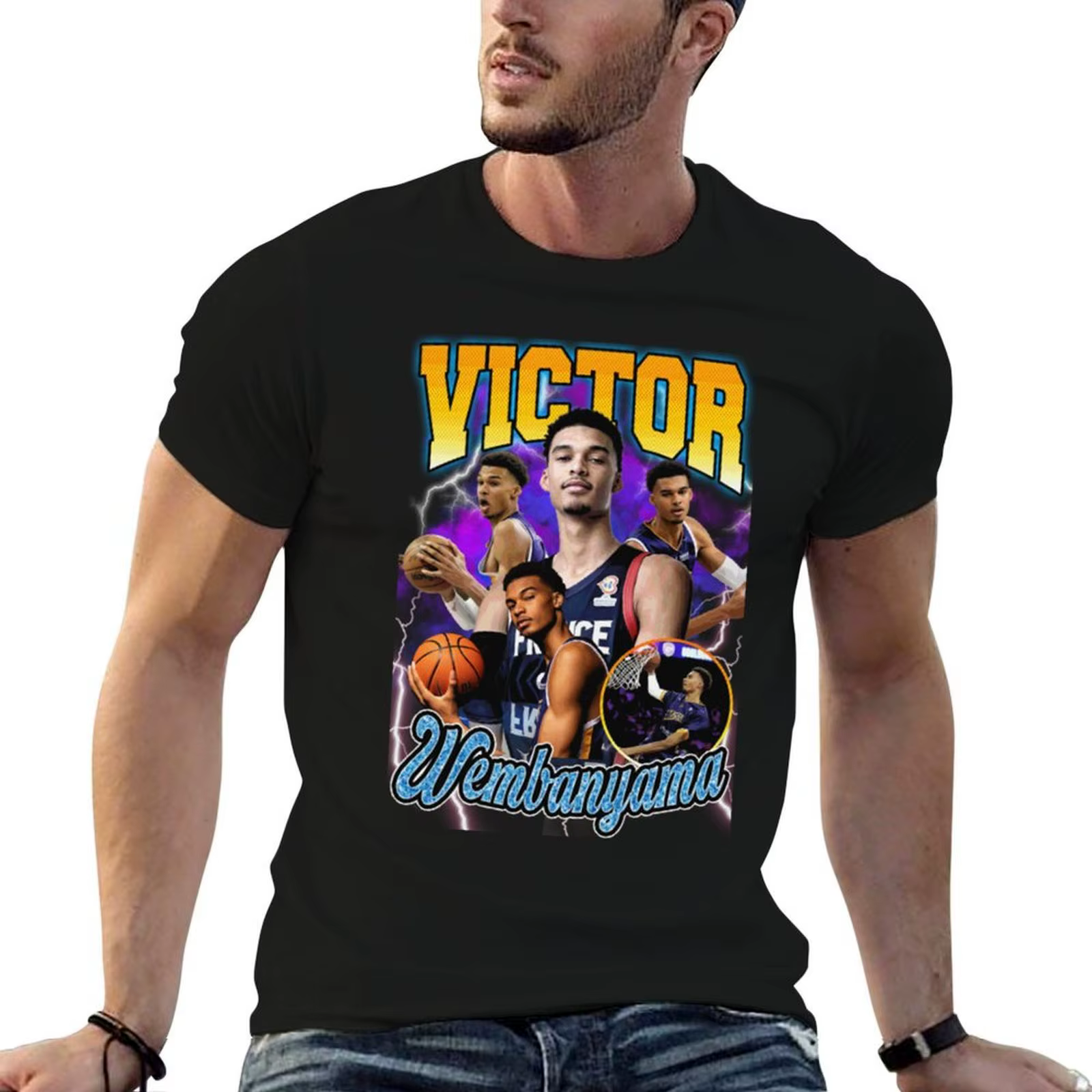 T-shirt Wembanyama Victor, T-shirt imprimé style urbain