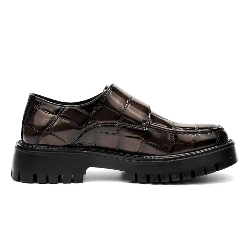Hommes sans lacet plate-forme hauteur augmenter mocassins semelle épaisse chaussures en cuir fête de mariage bureau