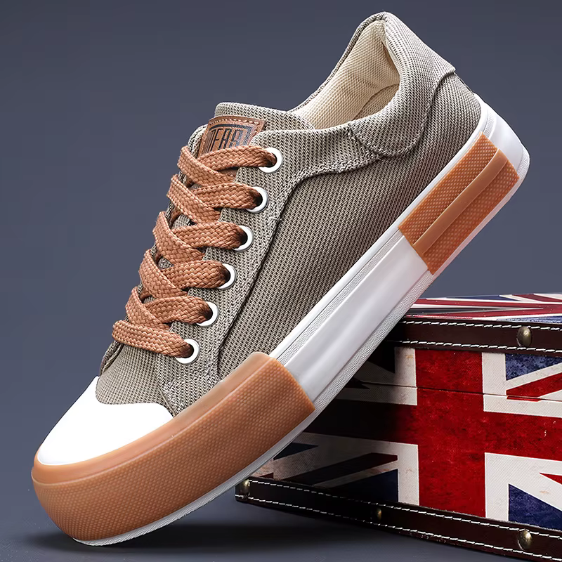 Hommes toile chaussures décontracté à lacets baskets mode d'été respirant vulcaniser