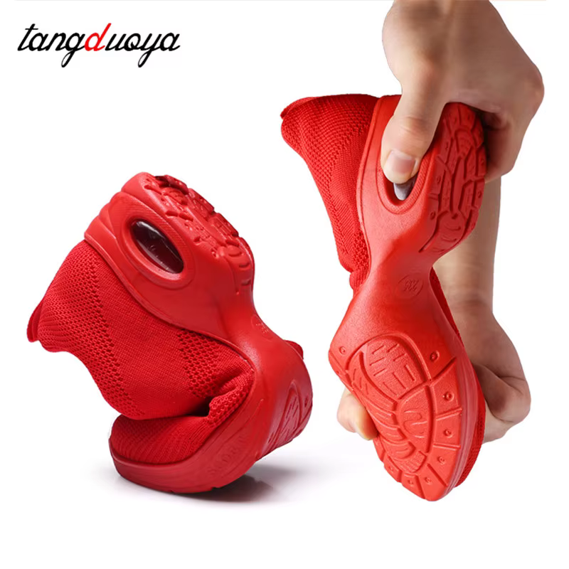 Baskets chaussures de danse pour femmes volant tissé maille confortable moderne Jazz