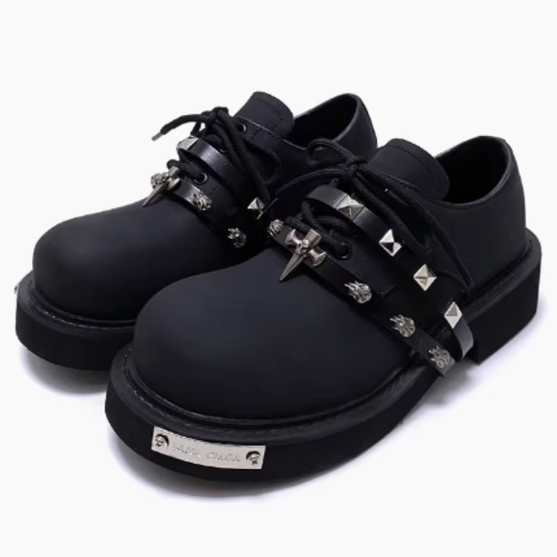 Hommes femmes à semelles épaisses grosse tête rétro Derby chaussures mode haute qualité en cuir