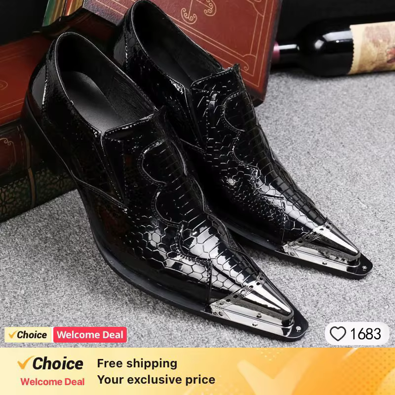 Chaussures en cuir italien noir pour hommes
