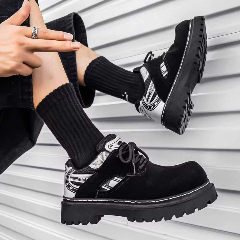 Automne hommes plate-forme chaussures en daim cuir