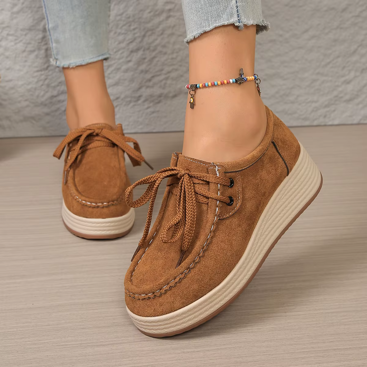 Chaussures de sport rétro de couleur unie pour femmes