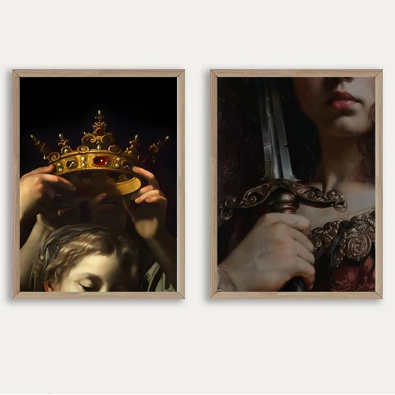 Baroque Antique imprimable romantique médiéval dynasties aristocratiques mur Art Vintage Portrait peintures affiches décor de chambre à coucher