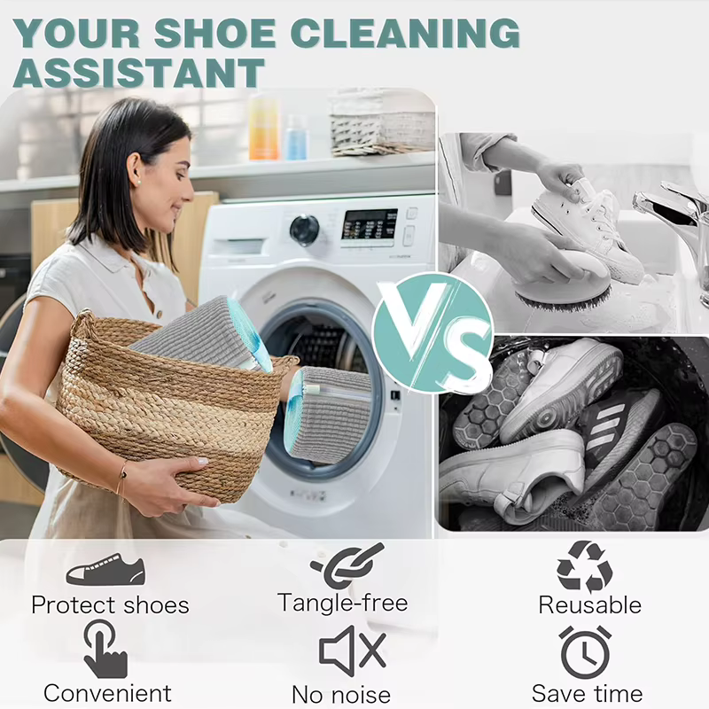 Sac de lavage pour chaussures en filet rembourré