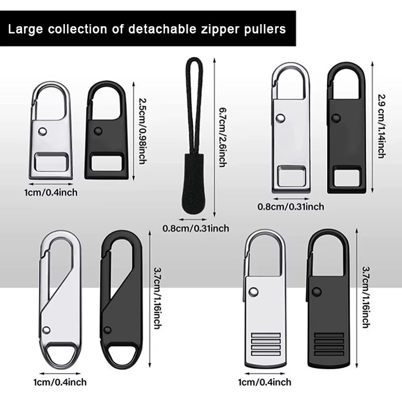 Accessoires pour sacs et vestes : 5/10/20 pièces d'extenseurs de cordon de fermeture éclair ; tirettes métalliques