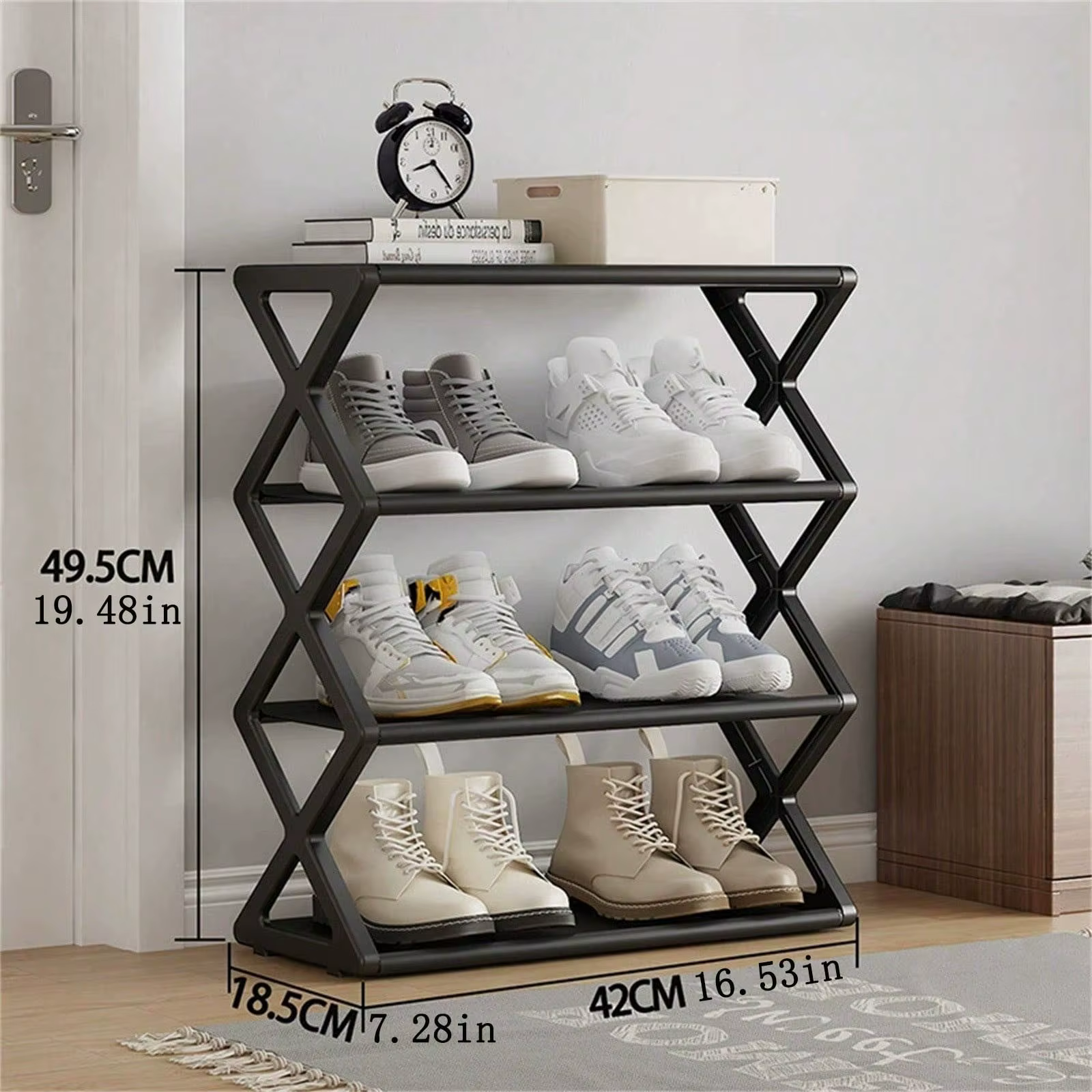 Étagère à chaussures empilable à 4 couches