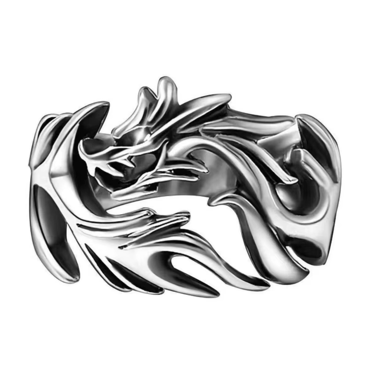 Bagues de forme irrégulière pour hommes, anneau ouvert réglable en acier inoxydable, couleur argent, bijoux Punk Vintage, cadeaux