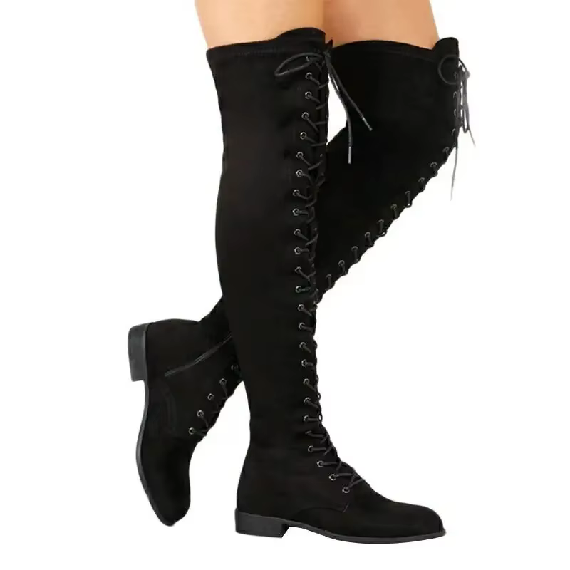 Bottes croisées au dessus du genou pour femmes