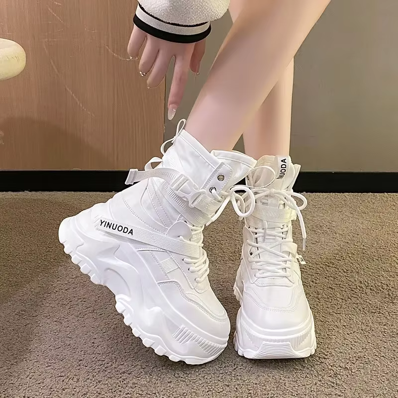 Bottes de moto à plateforme épaisse pour femmes