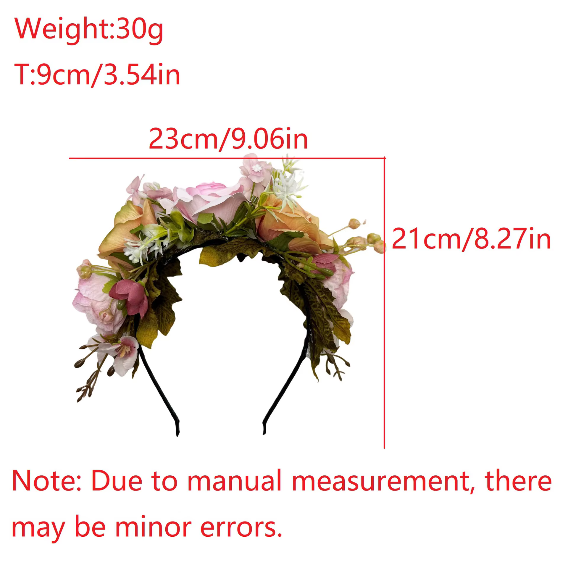 Accessoires pour cheveux hawaïens, couvre-chef de mariage léger, bandeau de fleurs de roses artificielles, couronne de fleurs de roses délicates pour mariage