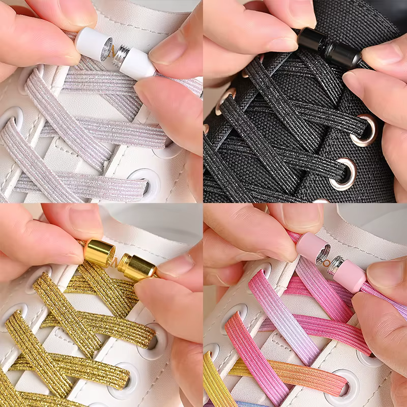 1 paire/2 paires/4 paires sans cravate lacets de chaussures boucle colorée