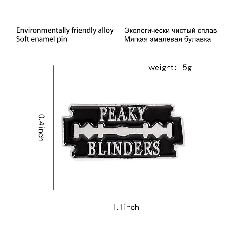 Broche élégante en émail Peaky Blinders pour accessoires de sac, de chapeau et de veste à la mode