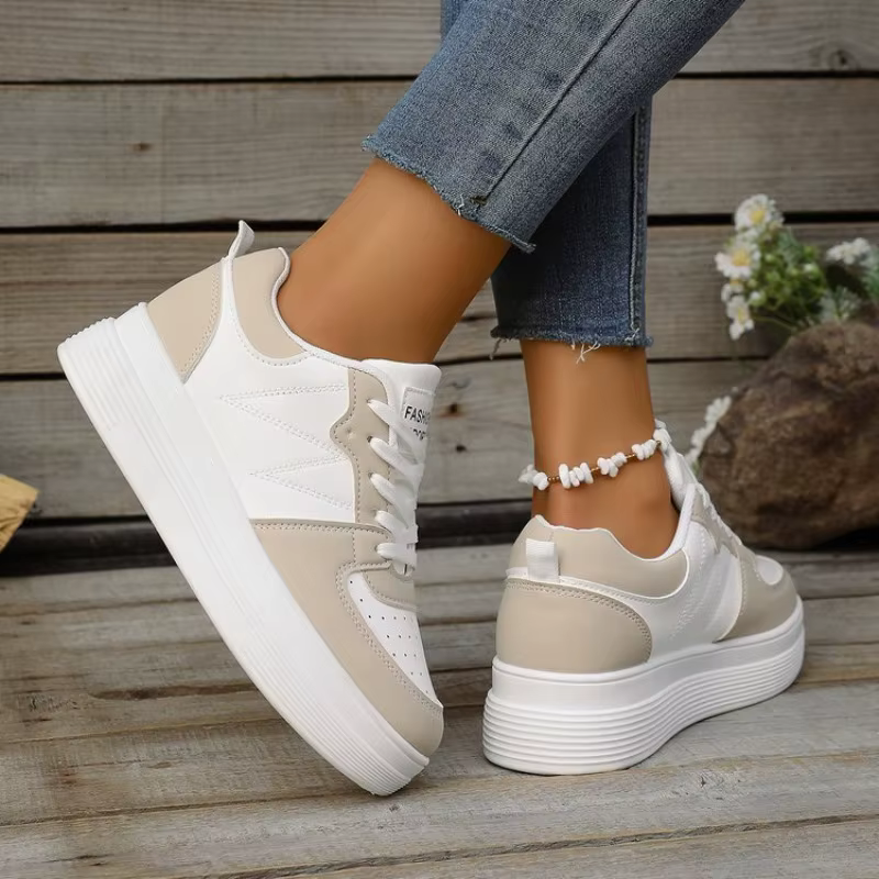 Baskets compensées pour femmes à bout rond