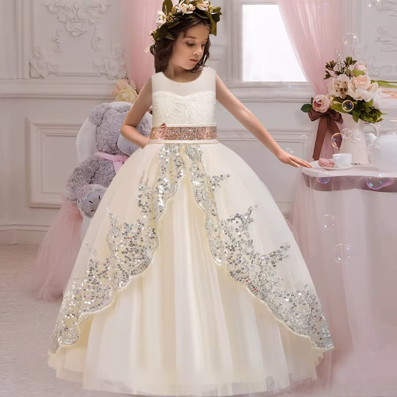 Robe de mariée longue pour filles, nouveau style, fleur, demoiselle d'honneur, banquet, segments, spectacle, remise des diplômes, boutique, fête