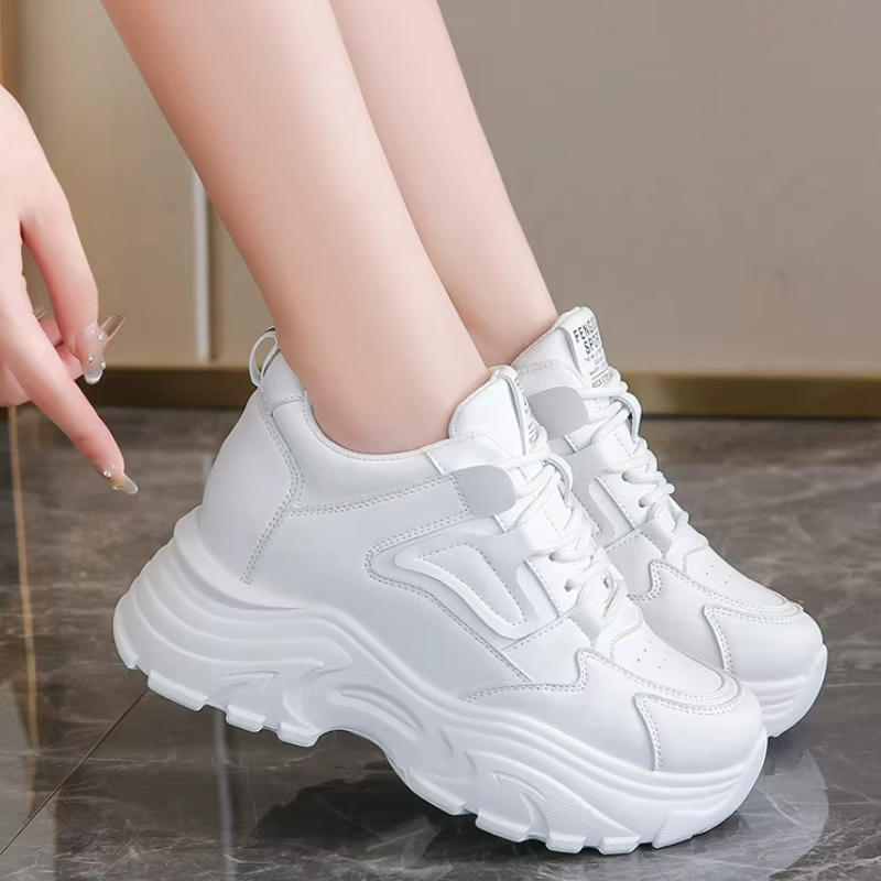 Baskets pour femmes chaussures à plate-forme blanche 2025 à lacets fond épais vulcaniser