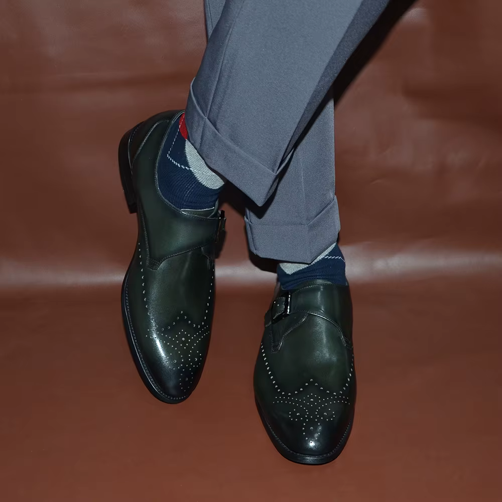 Chaussures habillées élégantes pour hommes à boucle unique en cuir véritable