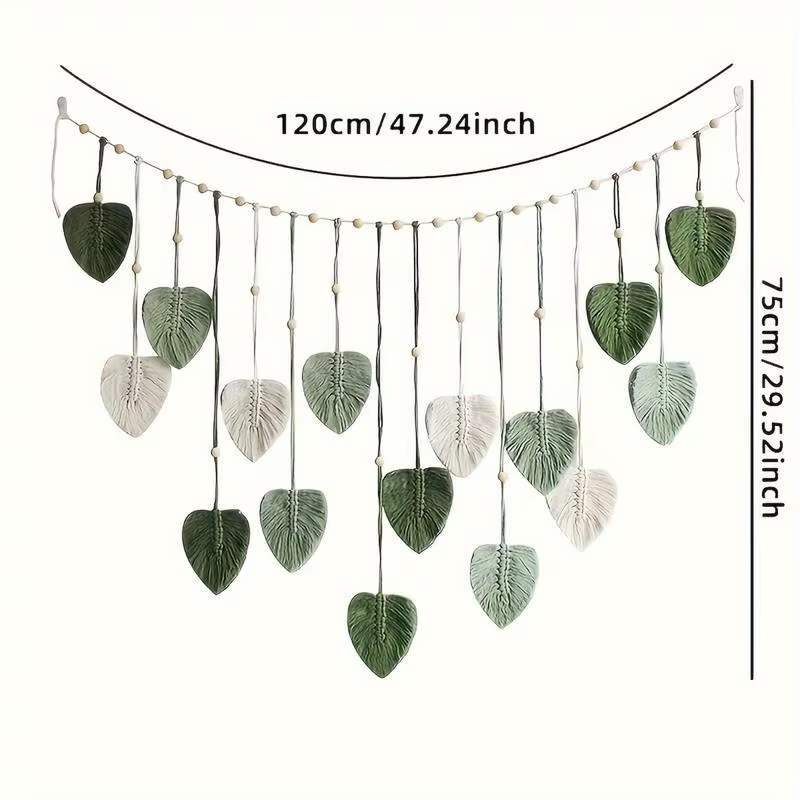 Tenture murale à feuilles tissées de style bohème, style campagnard bohème parfait pour décorer les chambres, les cuisines, les salles à manger et les salles de bain, un excellent cadeau pour maman, u