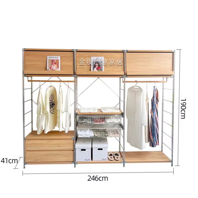 Supports de rangement de garde-robe de chambre à coucher japonais, organisateur de garde-robe Portable mignon, Guarda Roupas Portatil E Dobravel Huse, accessoires