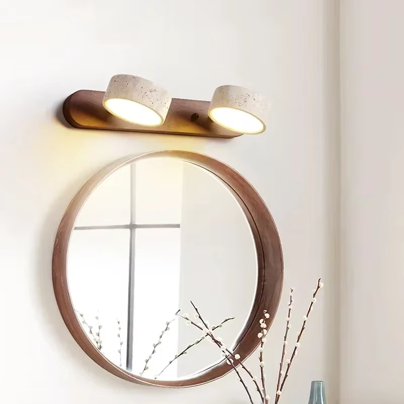 Japonais Wabi Sabi créatif nouveau rond mur LED lumière décoration de la maison salle de bain lavable coiffeuse miroir avant lampes
