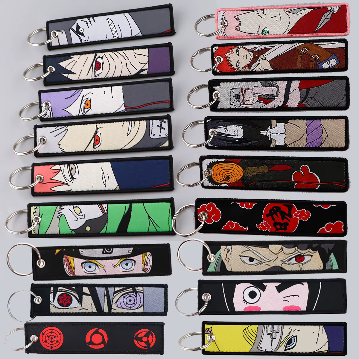 Porte-clés brodé de dessin animé japonais, étiquette pour motos, voitures, sac à dos, Chaveiro, accessoires bijoux à la mode