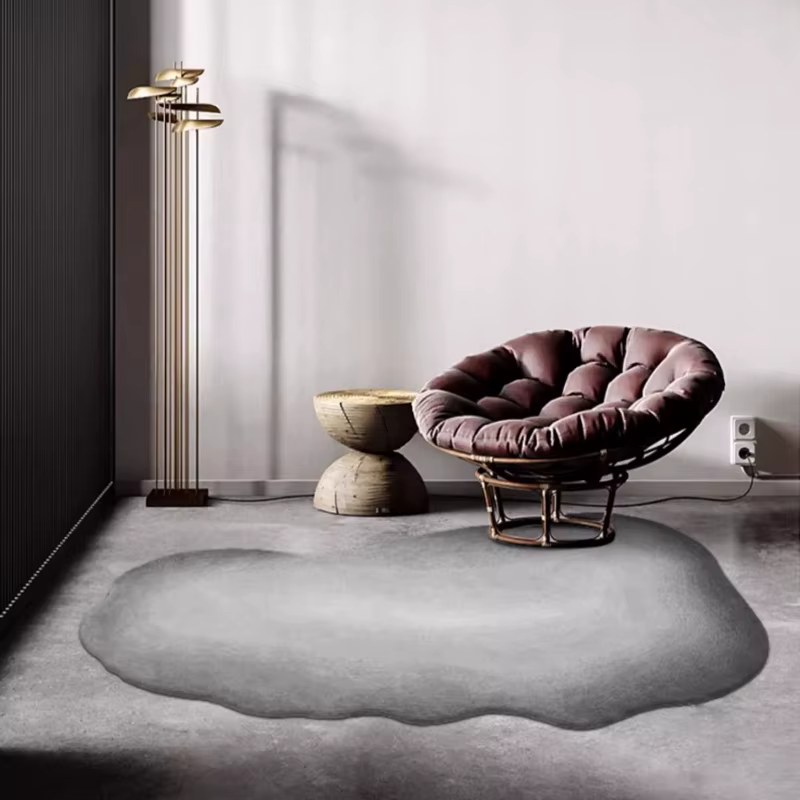 Wine-sabi-Tapis moelleux en peluche de forme irrégulière pour salon, décor de chambre à coucher de luxe, tapis gris, lea, polymères doux Airways