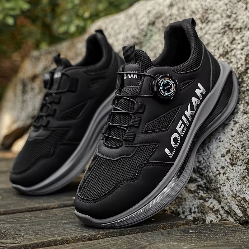 LOEIKAN Chaussures de course à bouton rotatif pour hommes