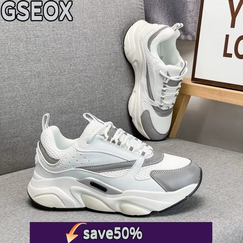 GSEOX Chaussures de sport décontractées à semelles épaisses pour hommes et femmes avec sangles en maille élastique