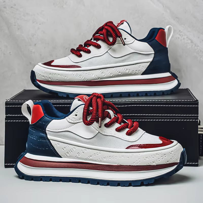 2025 nouveaux hommes plate-forme maille baskets semelle épaisse élévatant coupe basse bicolore respirant sport décontracté Streetwear chaussures à la mode