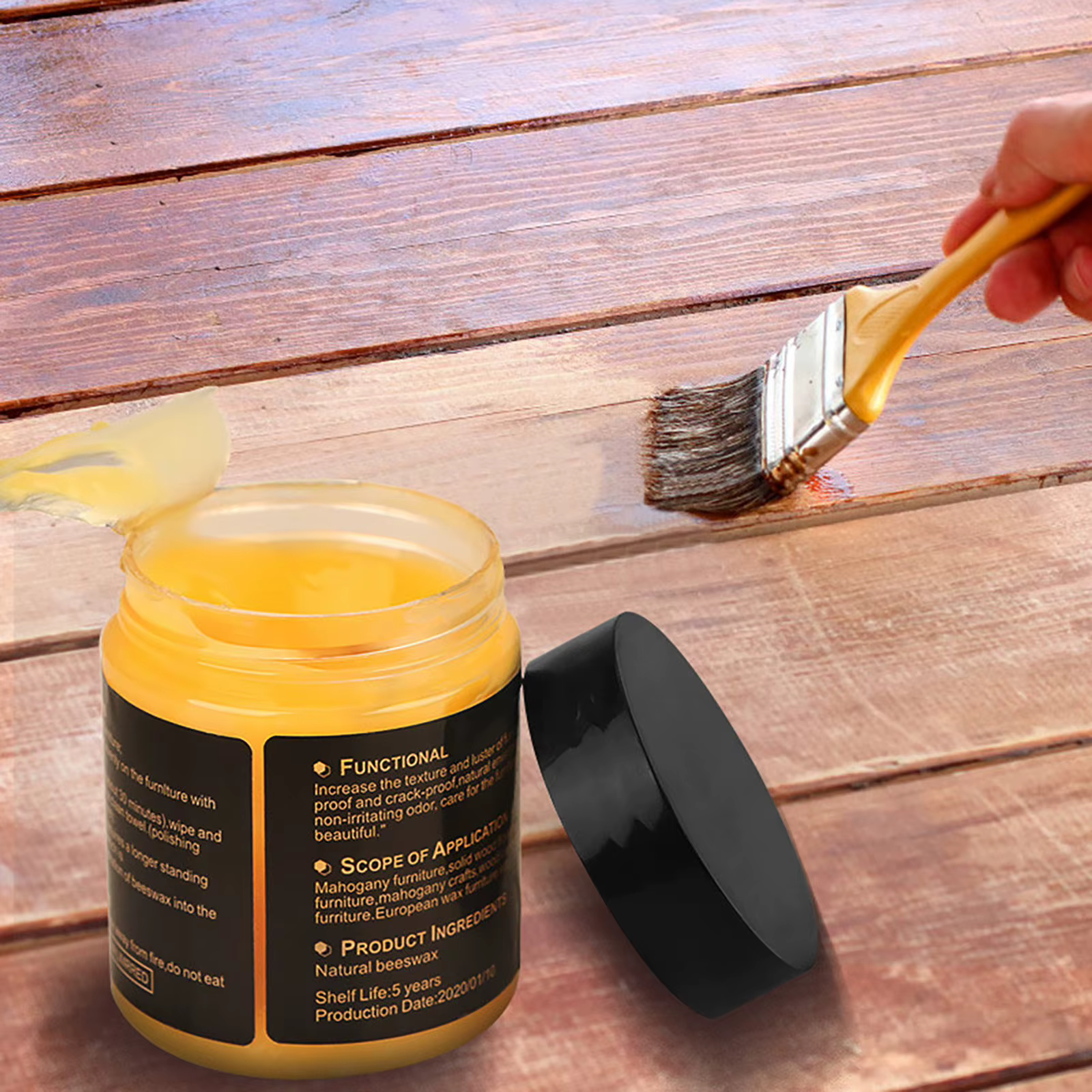 Cire d'abeille d'assaisonnement pour bois, cire Pure naturelle biologique, entretien des meubles, nettoyage du bois, Solution complète pulie
