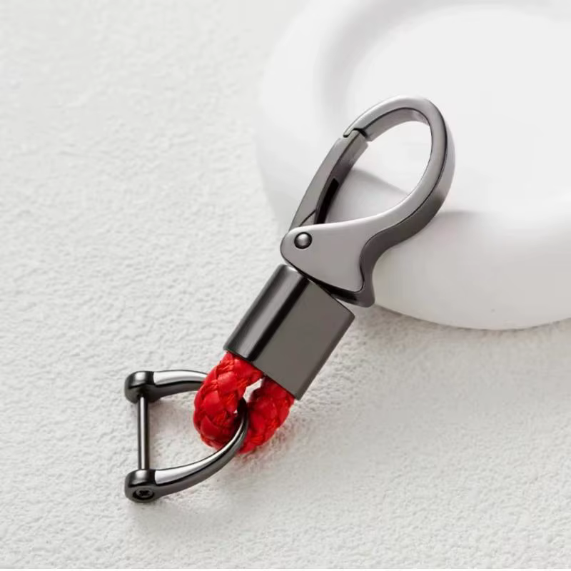 Porte-clés de voiture personnalisé pour homme, accessoire créatif en corde tressée et métal, pendentif durable pour clés