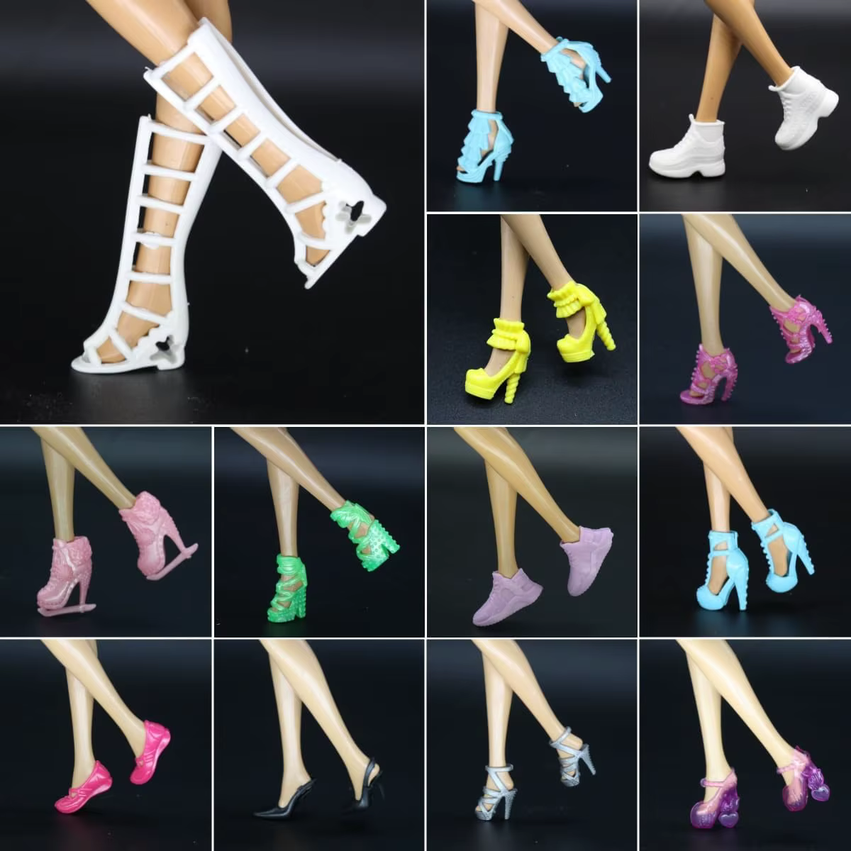 50 paires de chaussures de remplacement pour poupées, couleurs assorties, chaussures plates, chaussures à talons hauts, ensemble de bottes de remplacement pour poupée Barbie