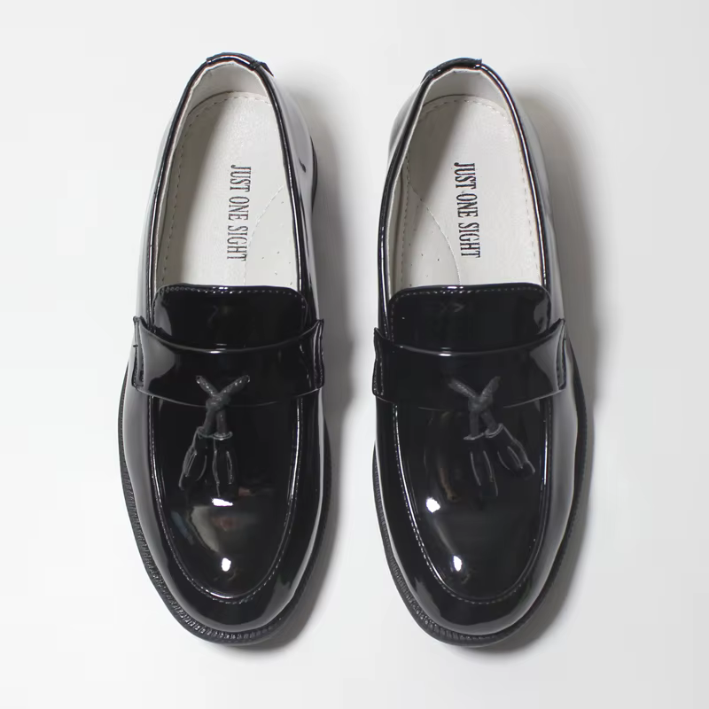 Chaussures en cuir PU verni souple pour garçons et adolescents