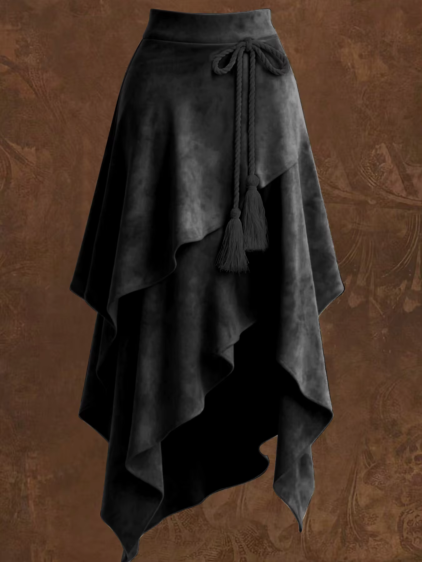 Jupe en daim de style western rétro, design irrégulier, jupe unie