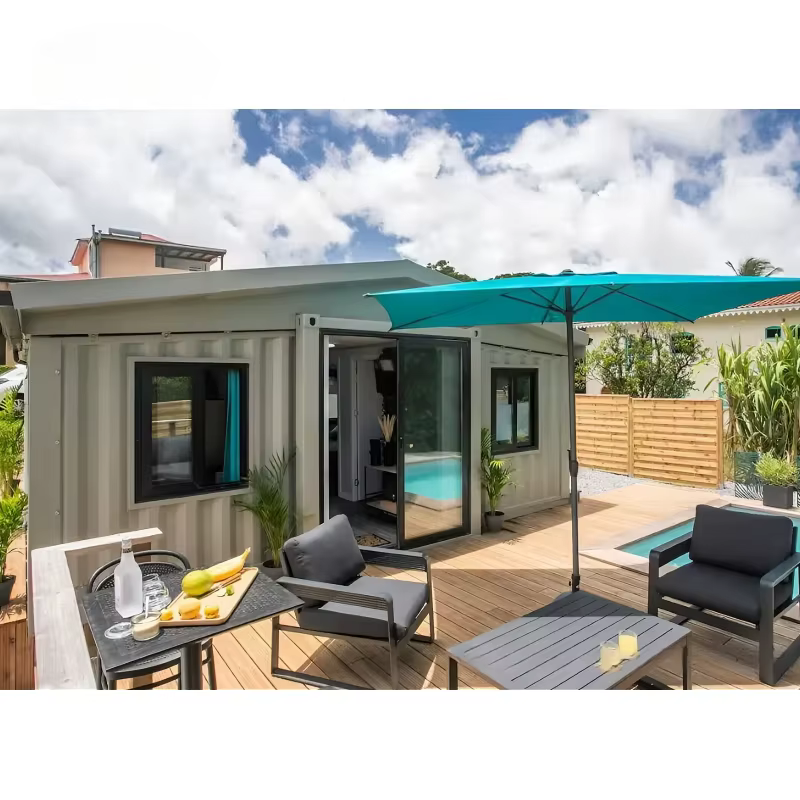 Maisonnette personnalisée luxueuse, maison préfabriquée personnalisable pour villa haut de gamme, hôtel ou appartement, avec une disposition unique.