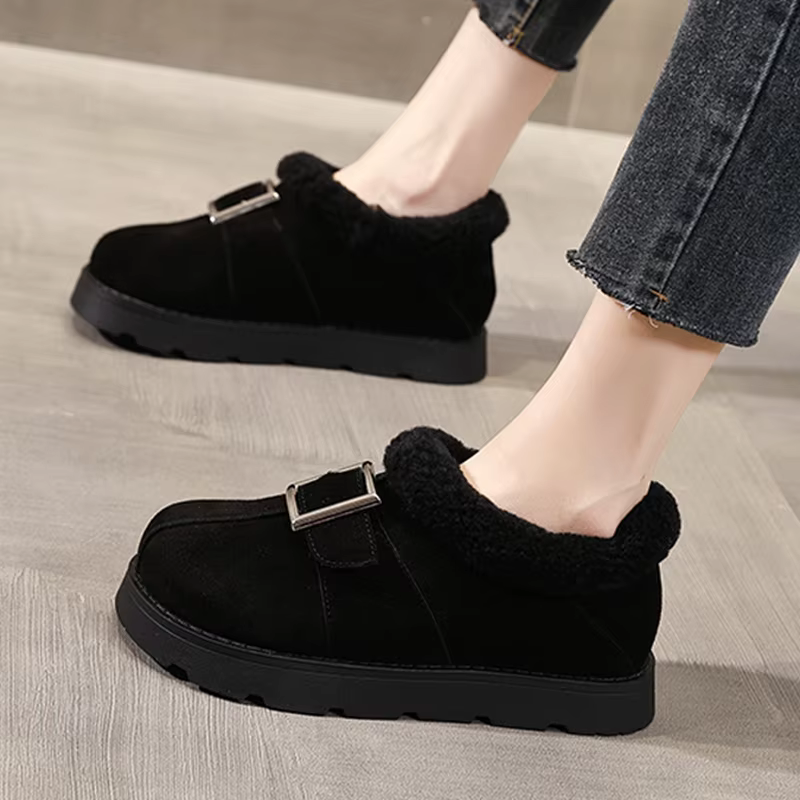2025 chaussures d'hiver femmes bottes en daim chaud en peluche plat antidérapant froid hiver mode dames cheville