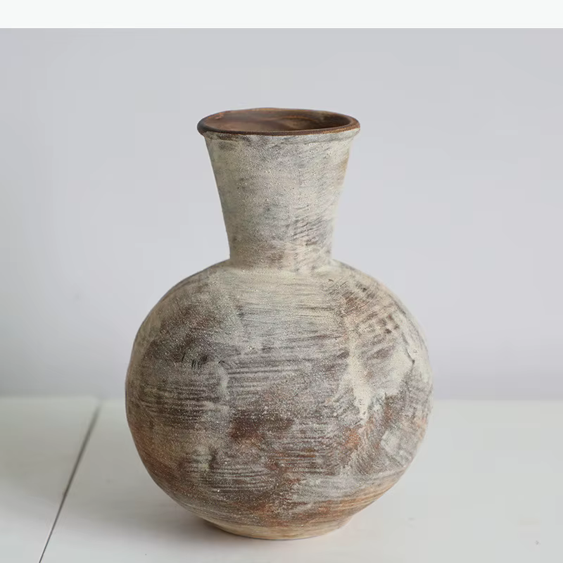 Vase en céramique rétro style Wabi Sabi, pot de plante créatif, décoration de table, arrangement floral, vases à fleurs, décoration esthétique de la pièce