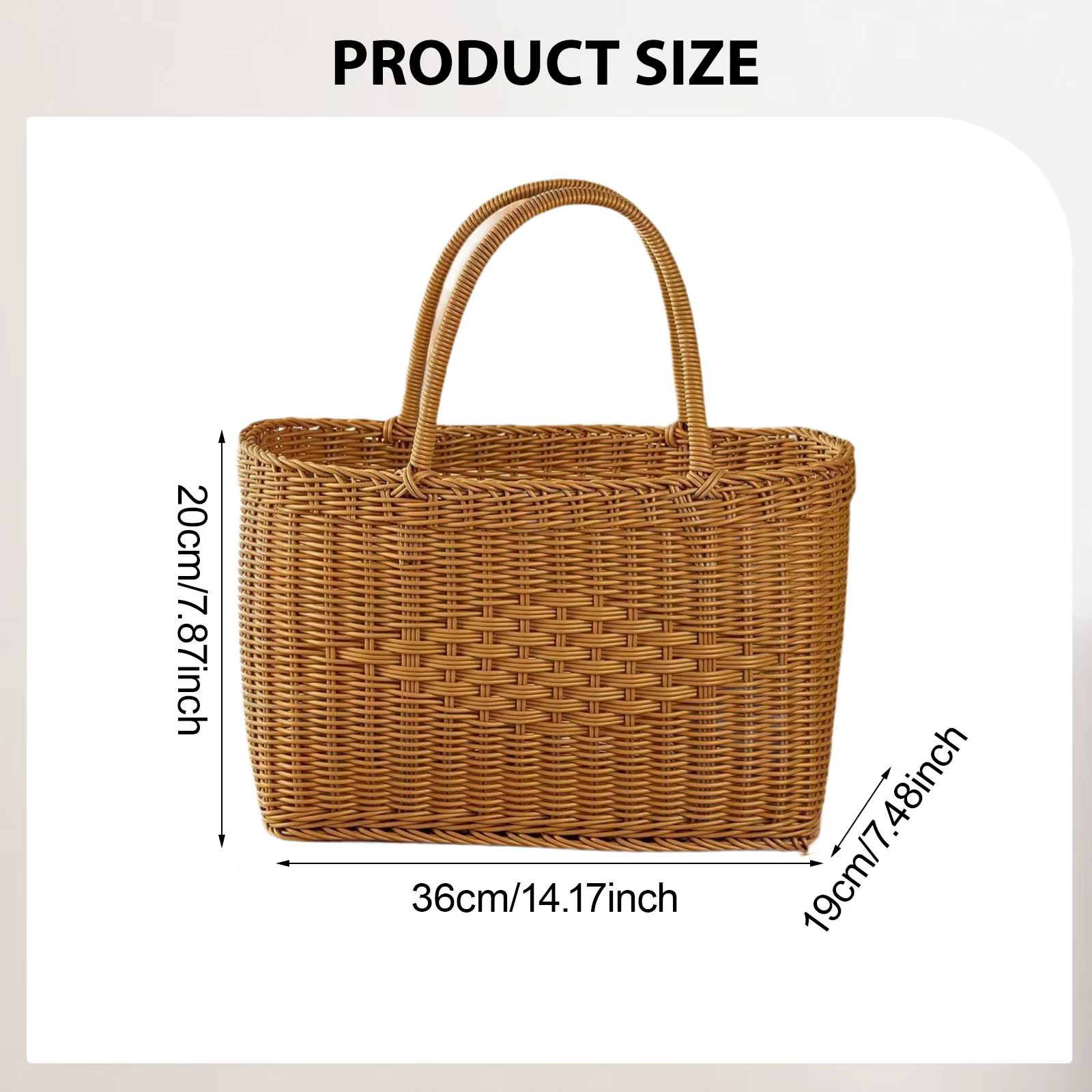 Panier de pique-nique tissé à la main, simple, portable, avec poignées, multifonctionnel pour
