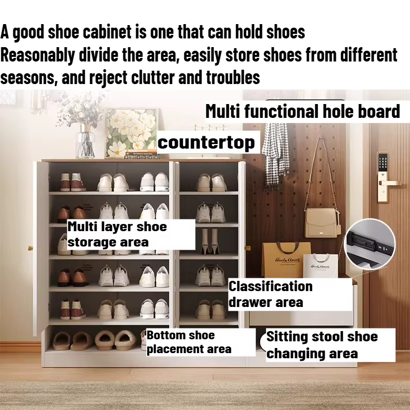 Organisateur en bois, étagère à chaussures, tabouret de rangement, casier de rangement pour salon, meuble à chaussures étroit, meuble de hôtel