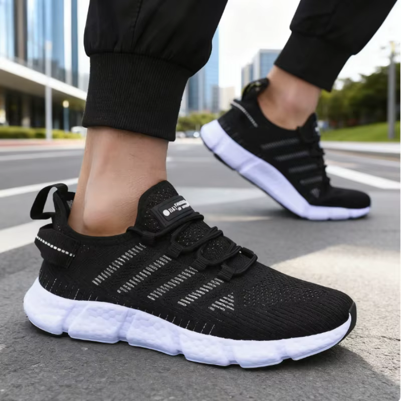 Chaussures de course pour hommes léger à semelles souples maille respirant à lacets