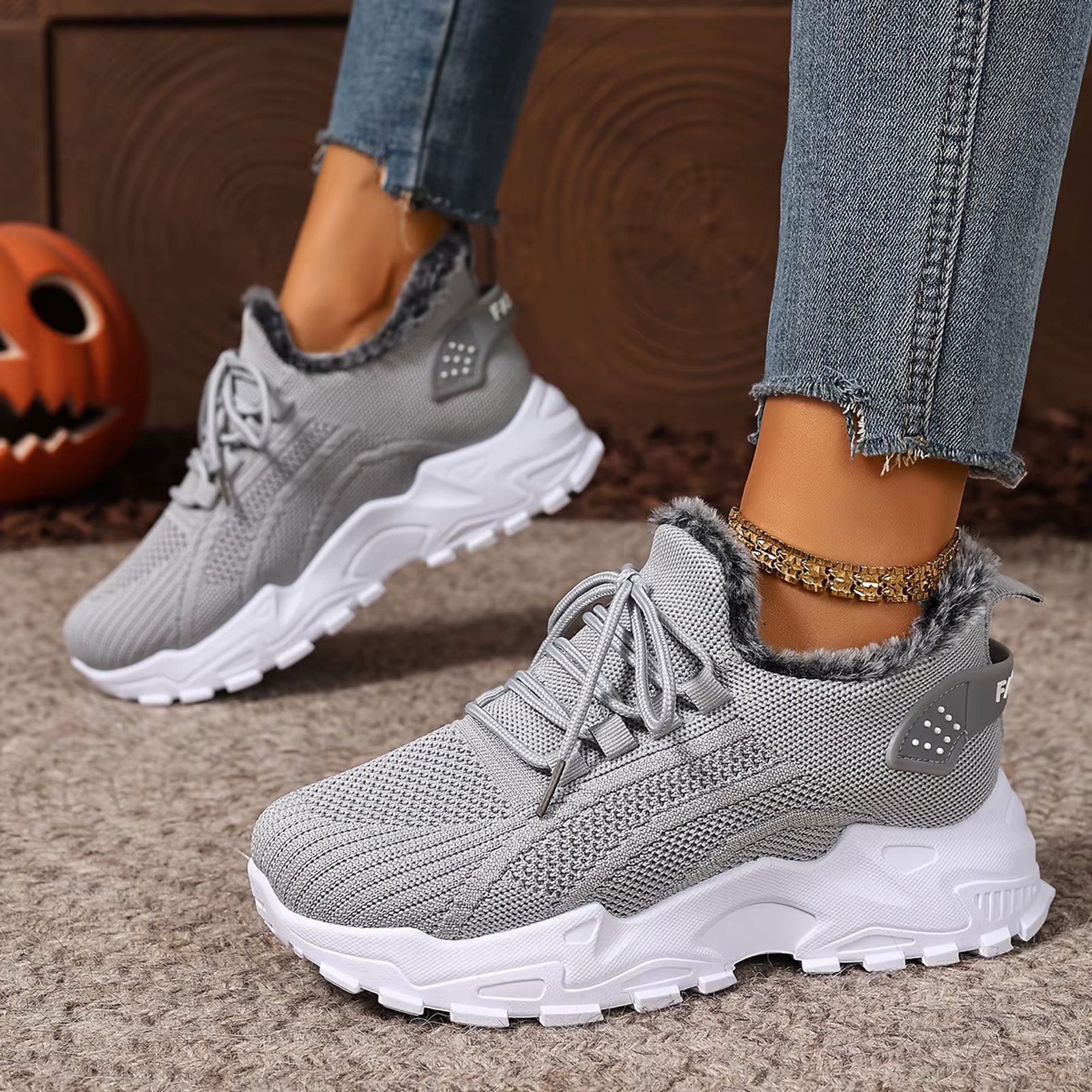 Baskets femmes hiver chaussures de sport chaudes semelles antidérapantes adaptées à la temps froid