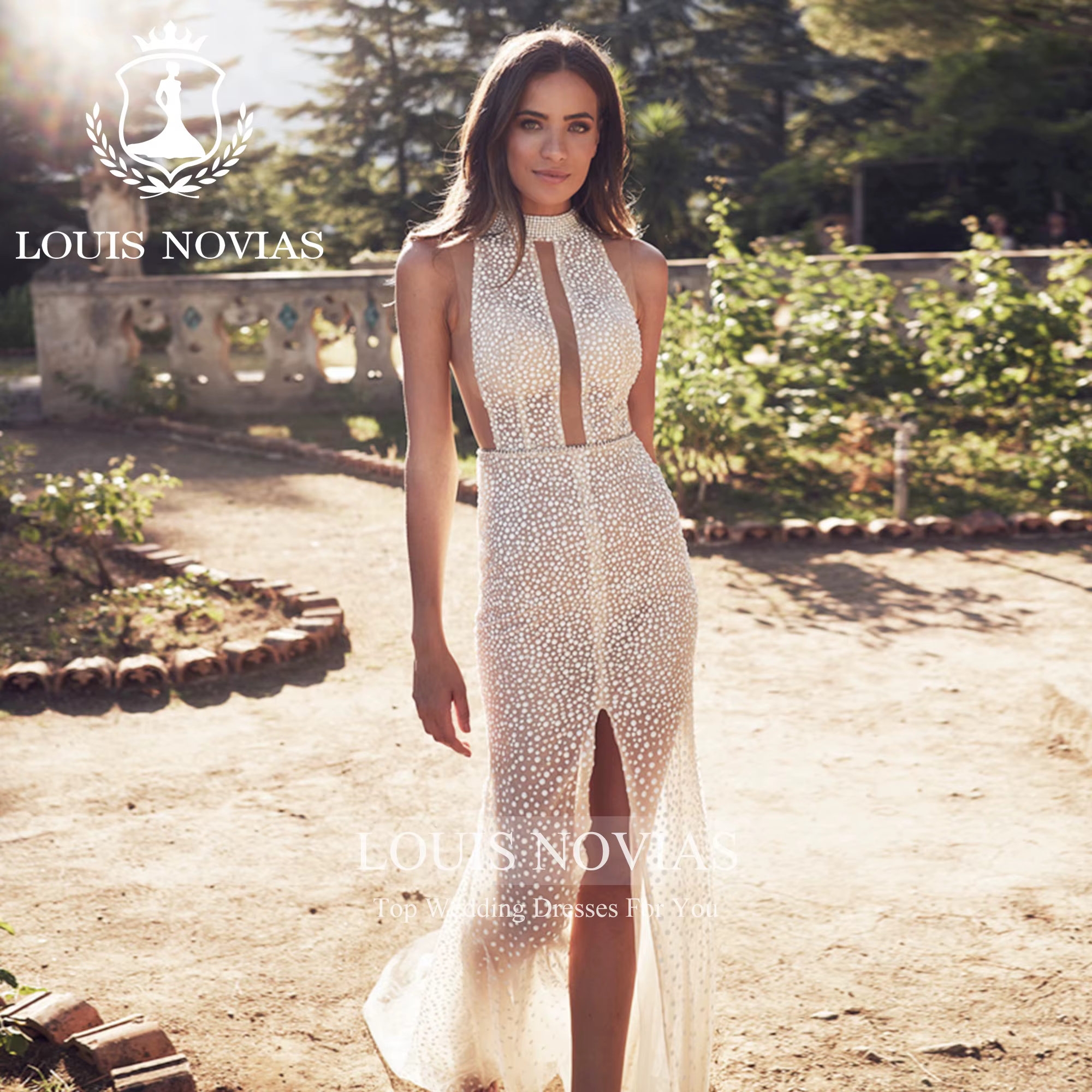 LOUIS NOVIAS robes De mariée pour femmes Style sirène romantique Semi-Transparent fente-ourlet Sexy robe De mariée robes De Novia