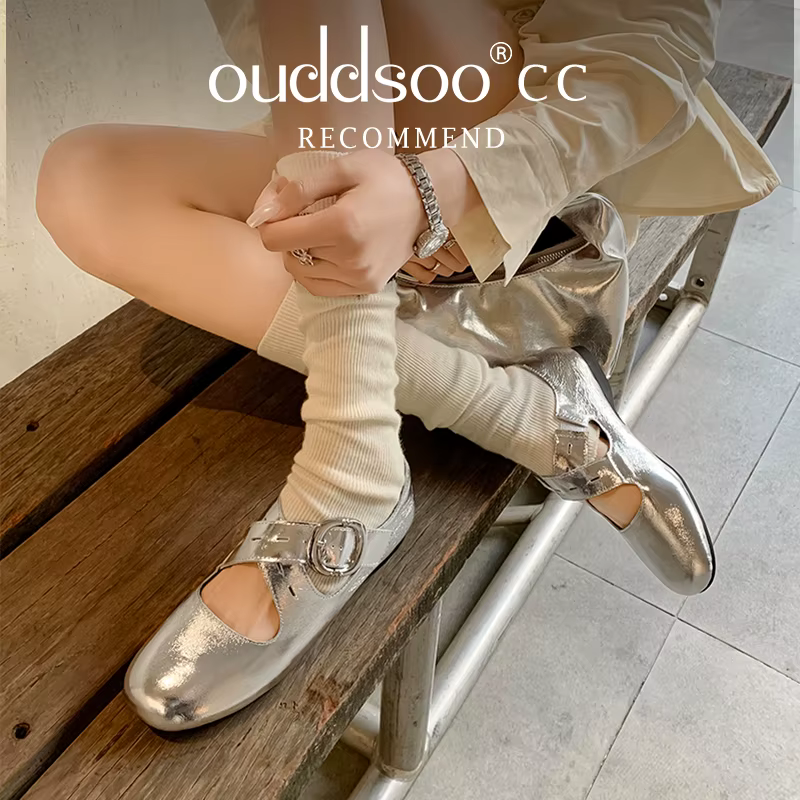 Ods femmes chaussures plates bout rond luxe peu profond baskets mode boucle sangle mocassins