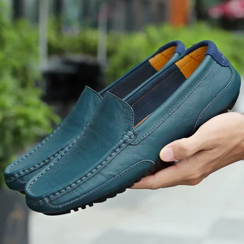 Nouvelles Mocassins en Cuir Respirantes pour Hommes – Chaussures Décontractées et Habillées Italiennes à Enfiler pour la Conduite