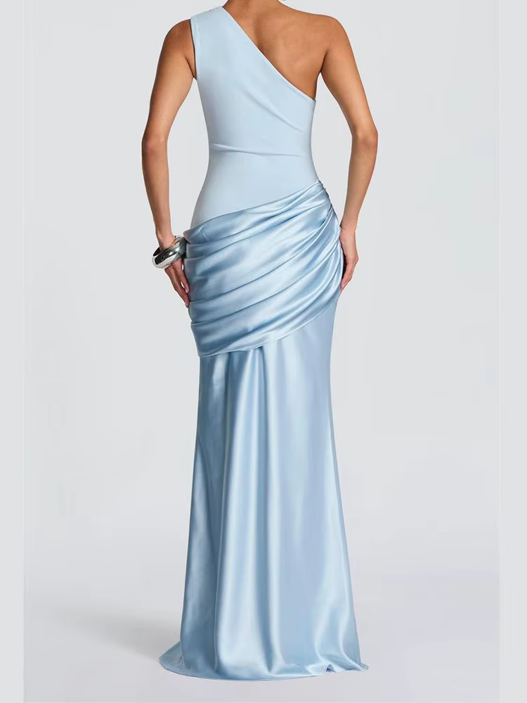 Robe élégante de style rétro classique à effet drapé, coupe ajustée irrégulière, sexy et haut de gamme, pour femmes, style élégant