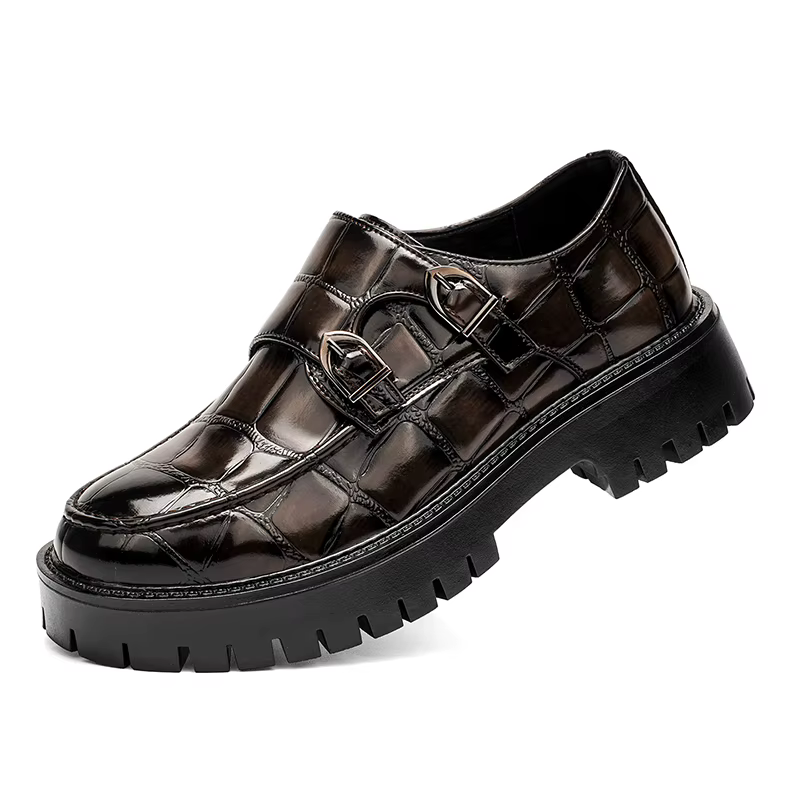 Hommes sans lacet plate-forme hauteur augmenter mocassins semelle épaisse chaussures en cuir fête de mariage bureau